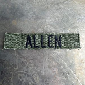 ALLEN Embroidered Vintage ‘Army Green’ Military name tape patch ALLEN